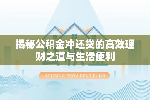 颍东揭秘公积金冲还贷的高效理财之道与生活便利