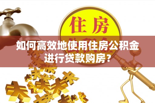颍东如何高效地使用住房公积金进行贷款购房？